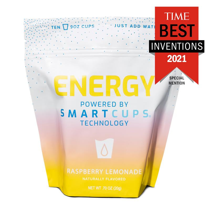 SMART CUPS Energy Drink - Raspberry Lemonade - No Sugar - Low Calorie - Eco-Friendly - No Taurine - Convenient - Healthy Beverage - Sport Drink - Time Best Inventions 2021